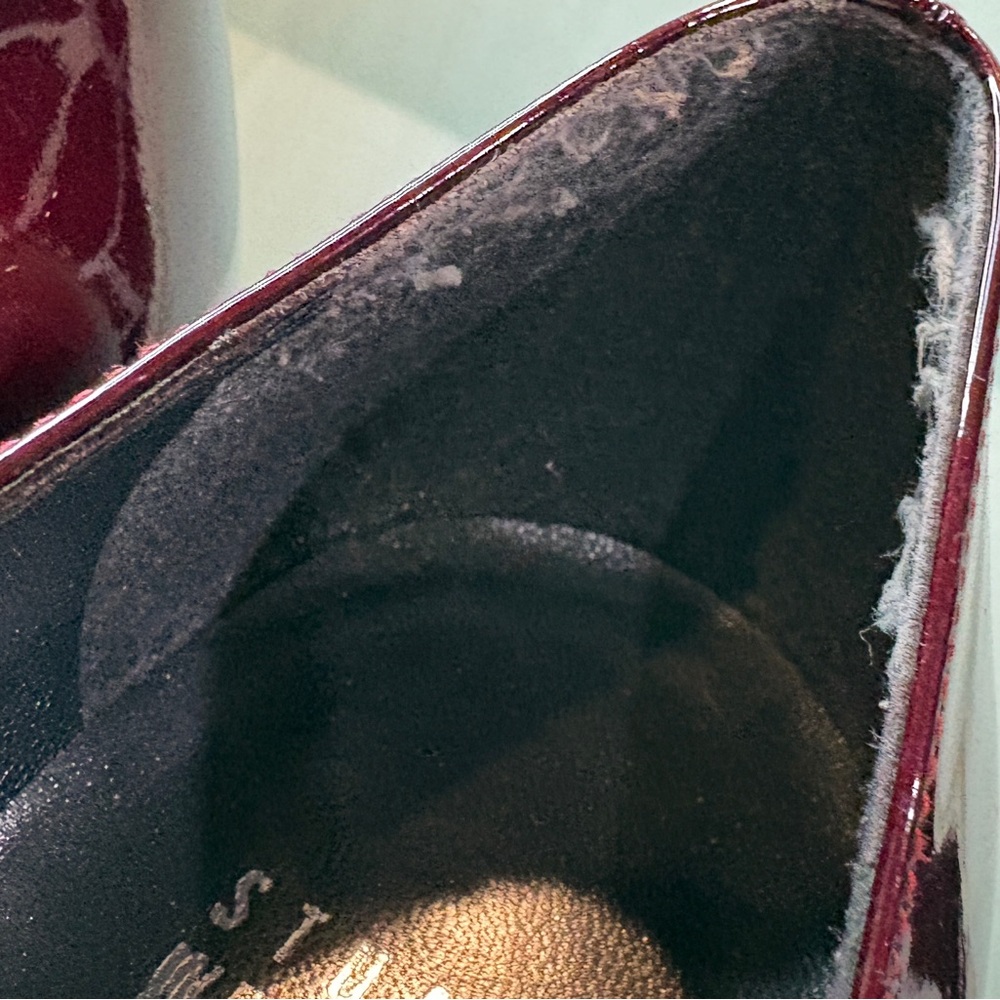 Stuart Weitzman Burgundy Patent Leather Platform Pumps - Picture 9 of 11